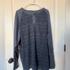 Men's Geometric Long Sleeve Henley - Dark Gray